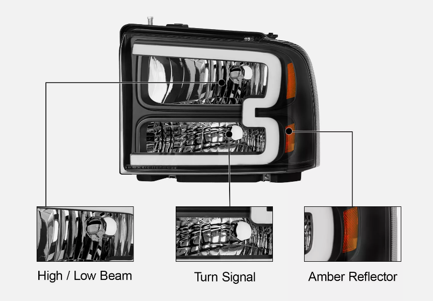 2005-2007 Ford F250 F350 F450 F550 Super Duty LED DRL Headlights LH+RH