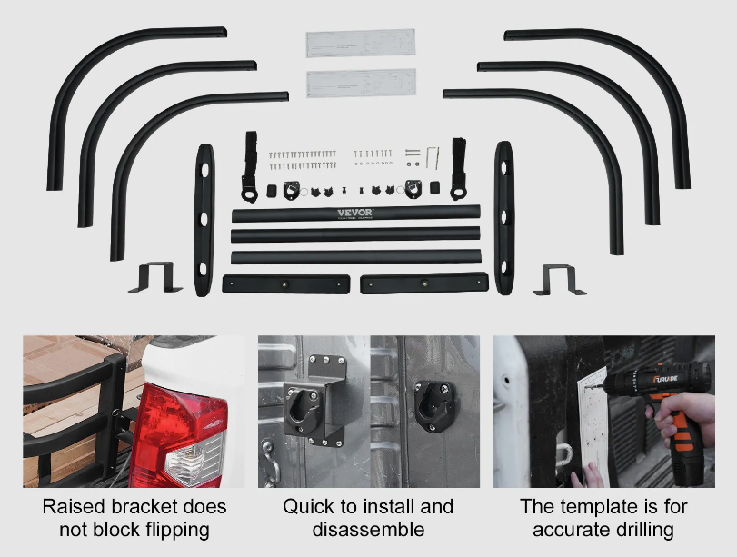 Truck Bed Extender Retractable Tailgate for Tacoma/Colorado/Canyon/Ranger