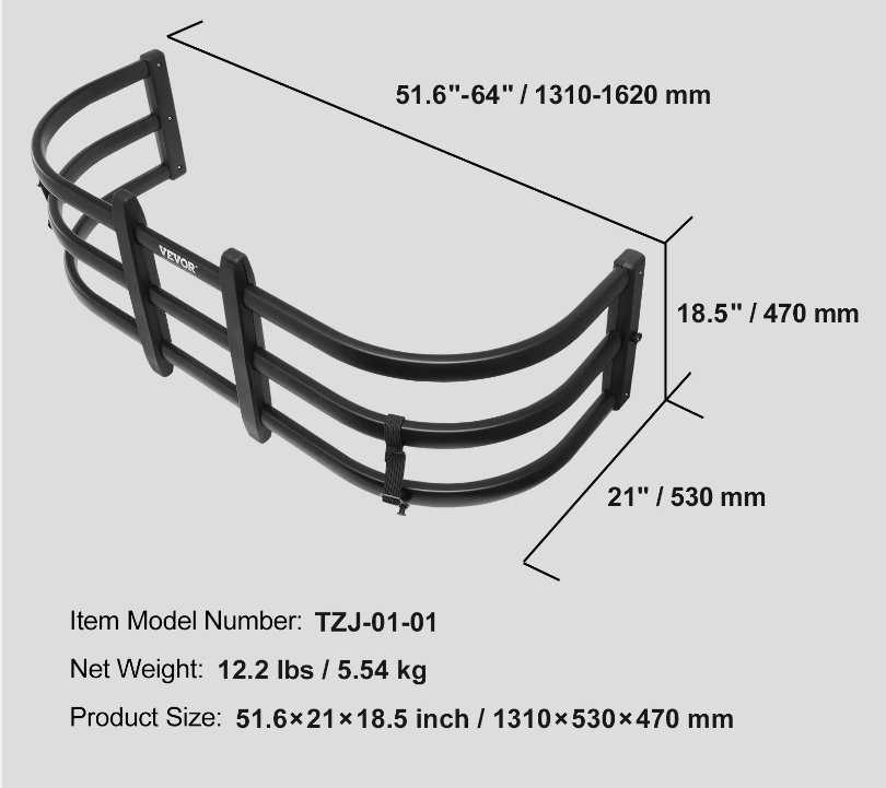 Truck Bed Extender Retractable Tailgate for Tacoma/Colorado/Canyon/Ranger