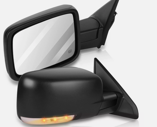 2009-2019 Power Heated Turn Signal Puddle Light Side Mirrors For Dodge Ram 1500